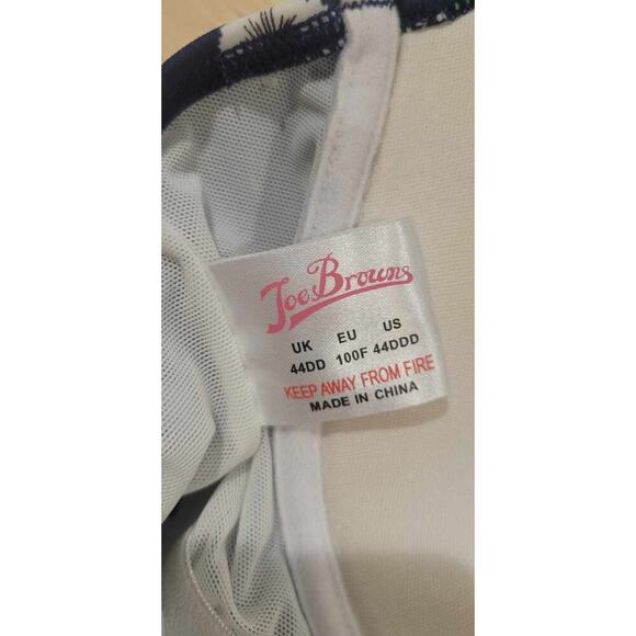 ❤️ Joe Brown's Plus Sized Bathing Suit Navy Floral Halter Top Size 44DDD - Picture 4 of 4